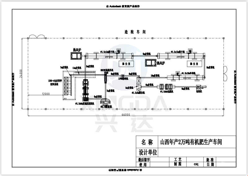 山西年產2萬噸有機肥生產車間工藝圖